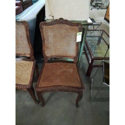 4 CHAISES BOIS CANNÉ SCULPTE STYLE RE