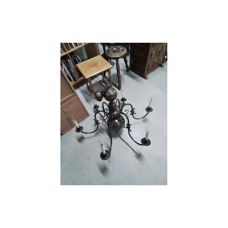LUSTRE HOLLANDAIS LAITON 6 FEUX 85X65 CM