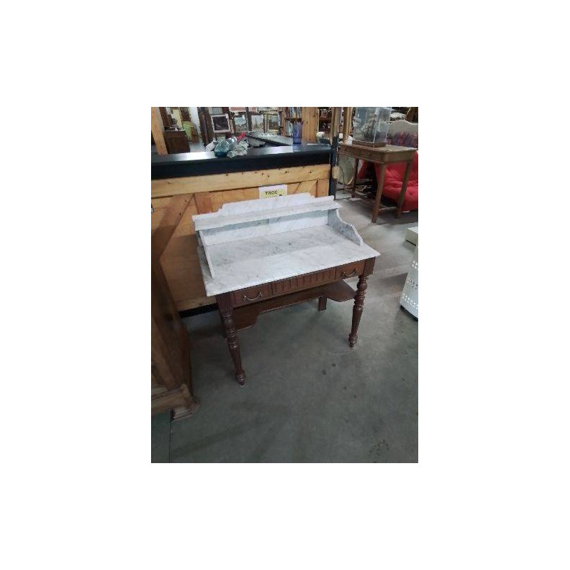 TABLE DE TOILETTE LOUIS PHILIPPE  PLATEAU MARBRE BLANC 1 TIROIR 