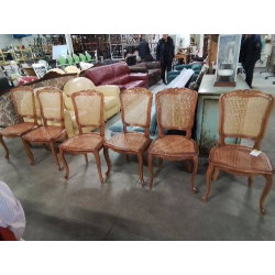 6 CHAISES BOIS CLAIR CANNÉ...