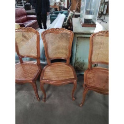 6 CHAISES BOIS CLAIR CANNÉ STYLE RÉGENCE 