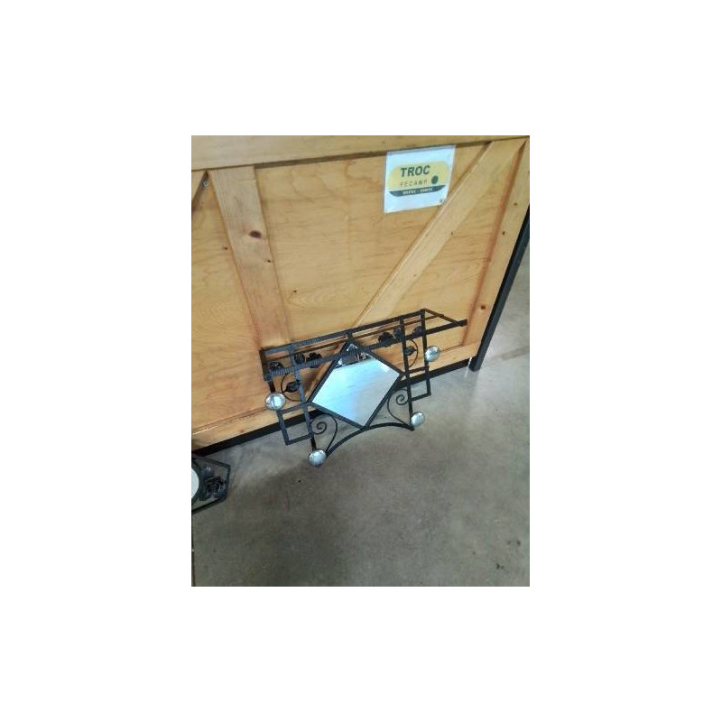 VESTIAIRE MURAL ART DÉCO FER FORGÉ DÉCOR AUX ROSES 4 PATÈRES MÉTAL CHROMÉ