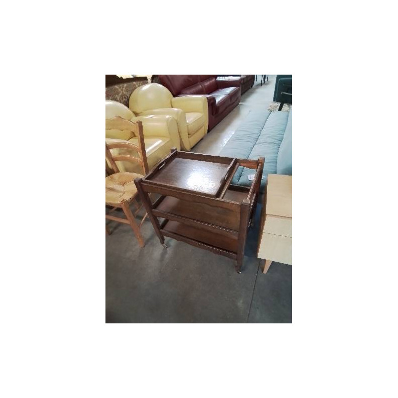 DESSERTE A ROULETTES AVEC PLATEAU BOIS CHANTOURNÉ STYLE RÉGENCE 