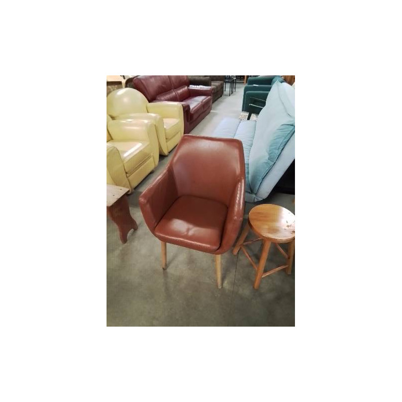 FAUTEUIL SKAÏ CAMEL PIEDS BOIS CLAIR MAISON DU MONDE