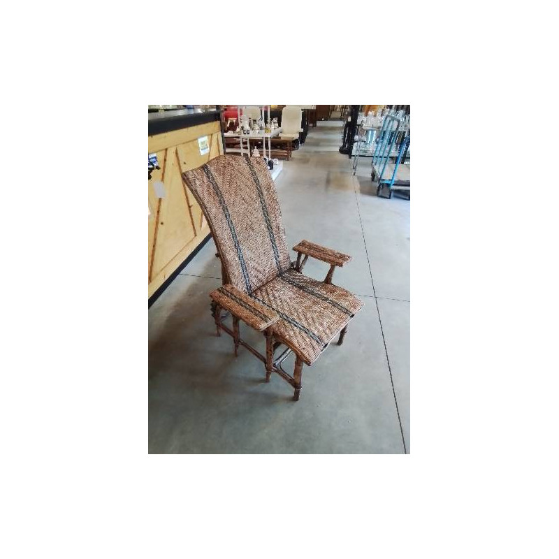 TRANSAT DOSSIER RÉGLABLE ROTIN ANNÉES 50 EN L\'ÉTAT 