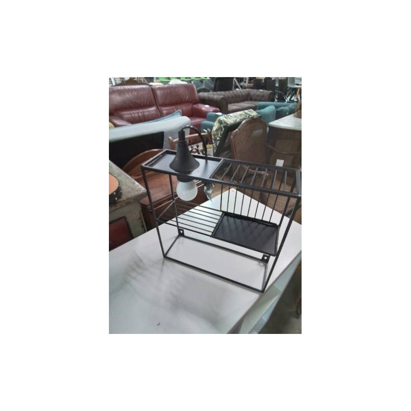 ÉTAGÈRE MURALE  LAMPE MÉTAL NOIR