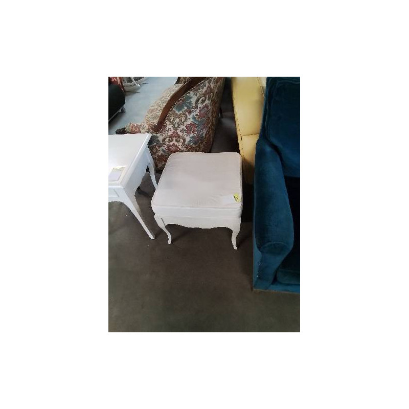 TABOURET PIÈTEMENT BOIS BLANC ASSISE TISSU BLANC 