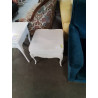 TABOURET PIÈTEMENT BOIS BLANC ASSISE TISSU BLANC 