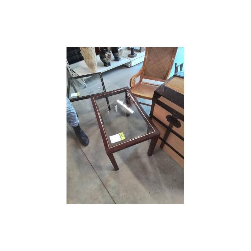 TABLE BASSE RECTANGULAIRE RÉSINE BORDEAUX PLATEAU VERRE PIERRE VANDEL ANNÉES 70