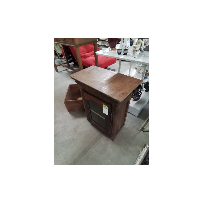 VITRINE A POSER BOIS MOULURÉ 1 PORTE FIN XIXE