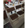 CHAISE PLIANTE MÉTAL DORÉ ASSISE ET DOSSIER TISSU MARRON ANNÉES 60 LAFUMA
