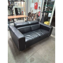 CANAPÉ 2 PLACES CUIR NOIR...