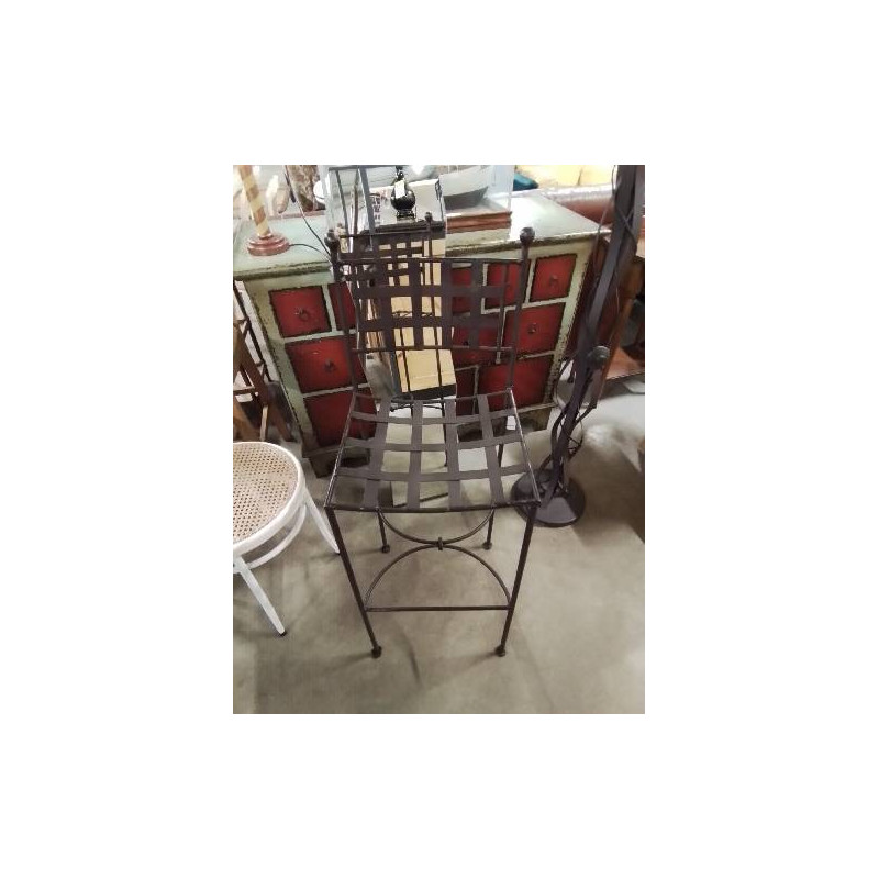 TABOURET DE BAR FER FORGÉ CHOCOLAT A CROISILLONS 