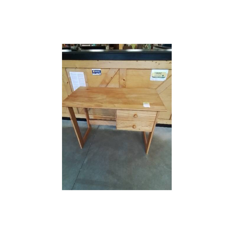 BUREAU RECTANGULAIRE PIN 2 TIROIRS 