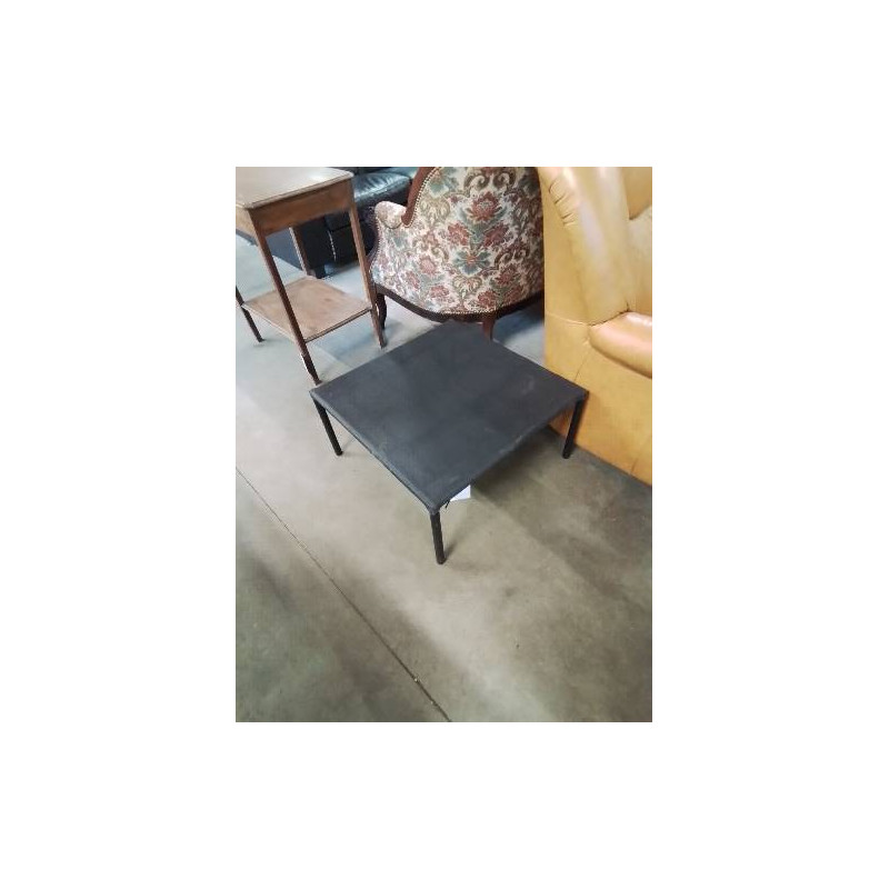 TABLE BASSE CARRÉE DE JARDIN MÉTAL ET TOILE NOIR 