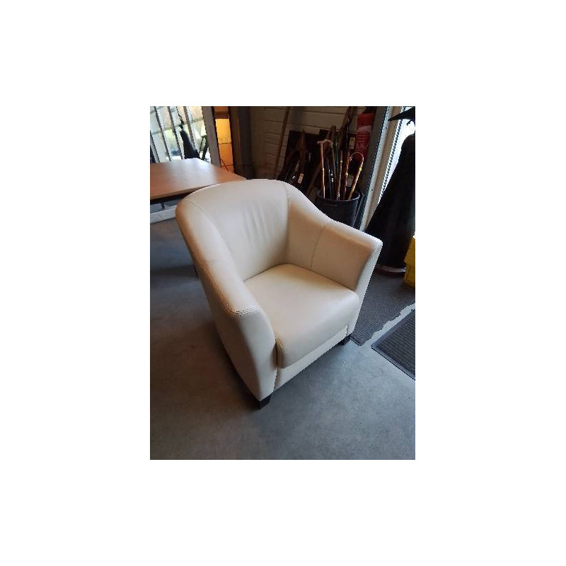FAUTEUIL CLUB CUIR BEIGE STEINER 
