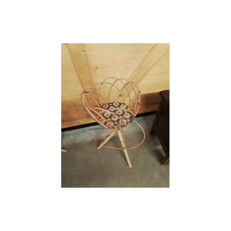 PORTE PLANTE ROTIN ANNÉES 50