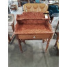 TABLE DE TOILETTE LOUIS PHILIPPE PITCHPIN  PLATEAU MARBRE ROSE VEINÉ 1 TIROIR FIN XIXE