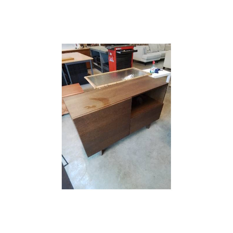 MEUBLE TV BOIS MARRON 1 PORTE 1 NICHE 1 TIROIR