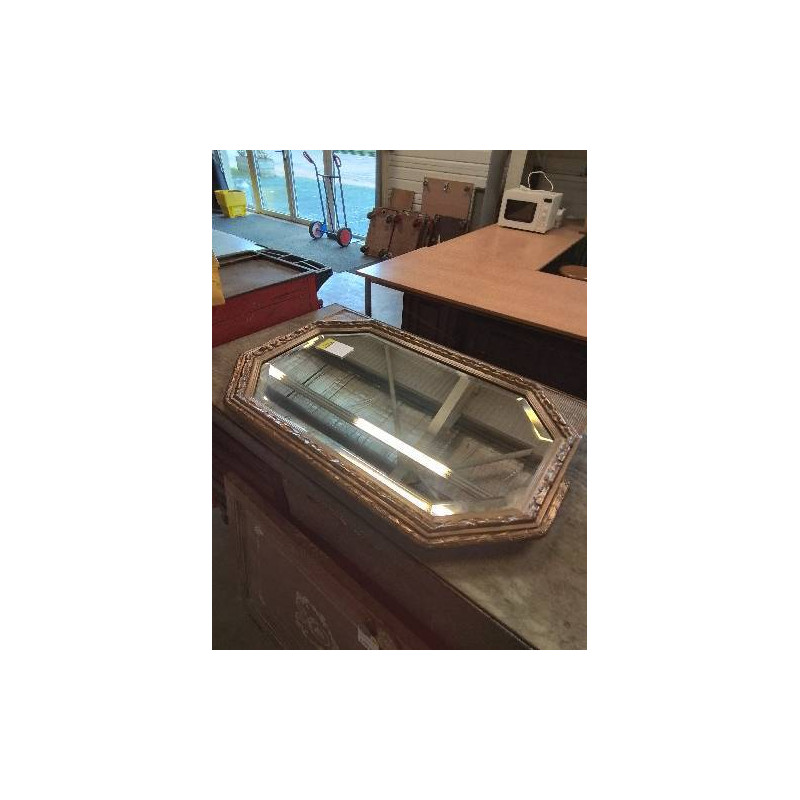 MIROIR OCTOGONAL BOIS ET STUC DORÉ ART DÉCO 