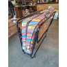 LIT D’APPOINT A ROULETTES PLIANT METAL NOIR MATELAS TISSU COLORÉ 