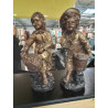 STATUETTES COUPLE JEUNE GARÇON JEUNE FILLE PLATRE PEINT 40CM EN L\'ÉTAT 