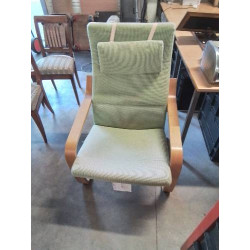 FAUTEUIL BOIS CLAIR TISSU VERT