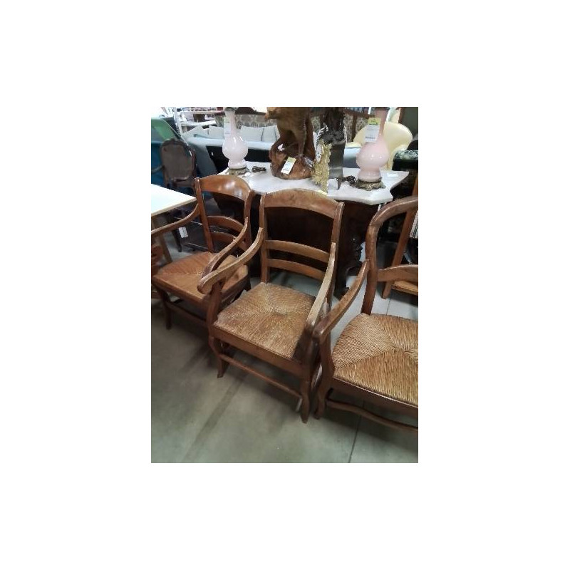 FAUTEUIL DE CHEMINÉE BOIS PAILLÉ PIEDS CAMBRÉS XIXE 