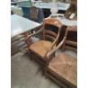 FAUTEUIL DE CHEMINÉE A CROSSES BOIS PAILLÉ XIXE 