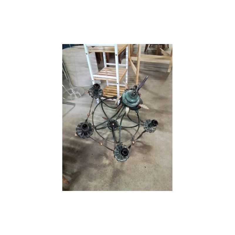 SUSPENSION MÉTAL VERT ET DORÉ 5 FRUX 