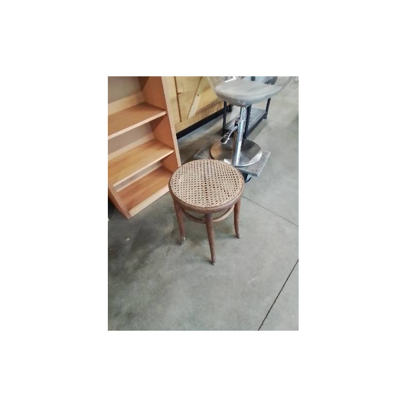 TABOURET BOIS COURBÉ ASSISE CANNÉE MILIEU XXE