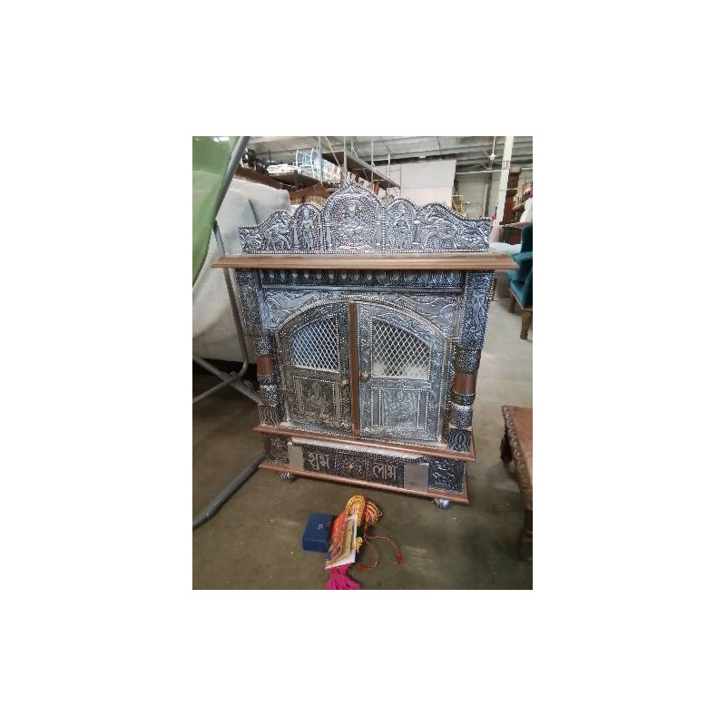 TEMPLE HINDOU BOIS GAINÉ METAL 