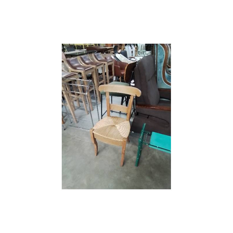 CHAISE BOIS CLAIR PAILLÉ DOSSIER CINTRÉ 