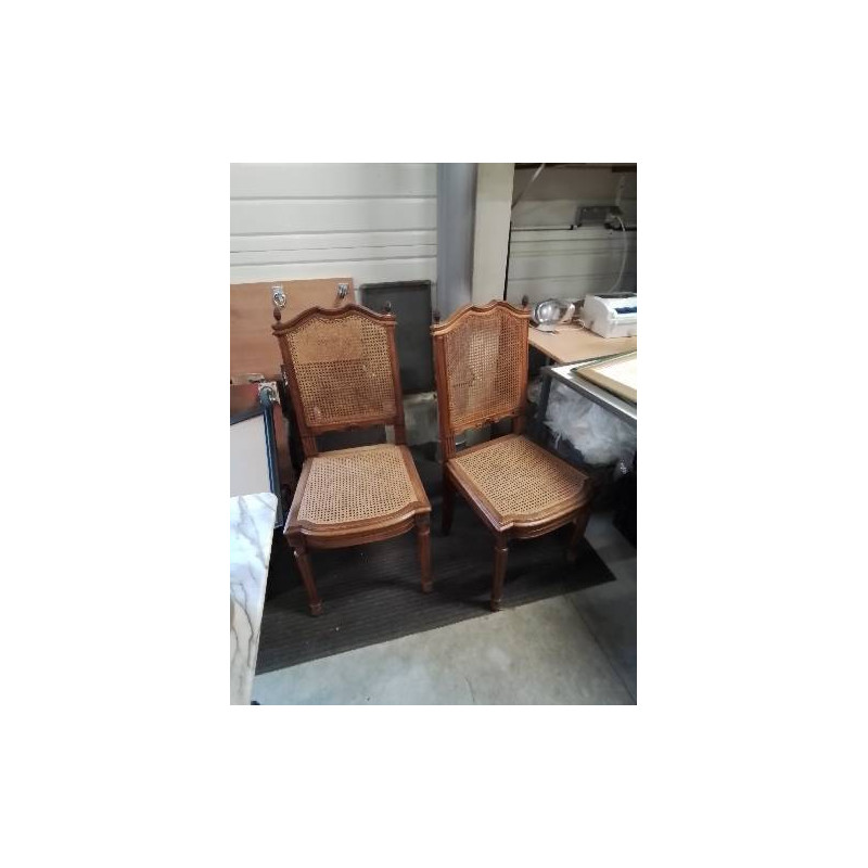 PAIRE DE CHAISES DOSSIER CINTRÉ ASSISE ET DOSSIER CANNÉ