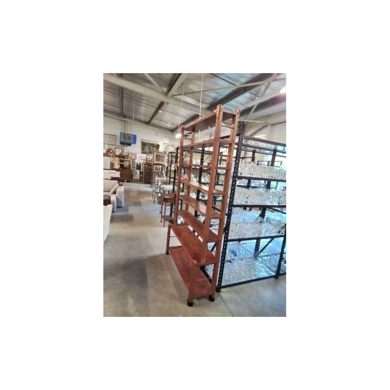 BIBLIOTHÈQUE BOIS A COLONNES 8 TABLETTES 217X120X32,5CM