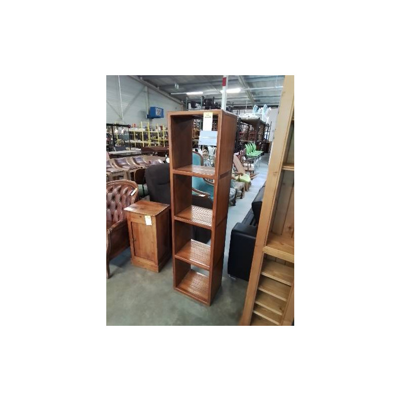 BIBLIOTHÈQUE BOIS ET BAMBOU REFENDU LAQUE  4 NICHES