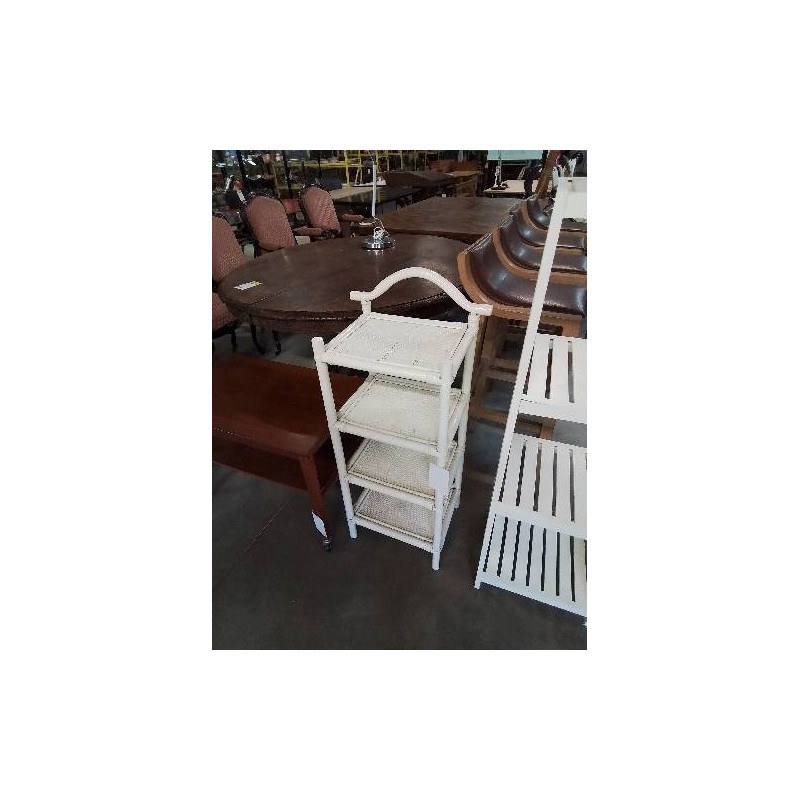 ÉTAGÈRE CINTRÉ ROTIN ET VANNERIE BLANC 3 NICHES 