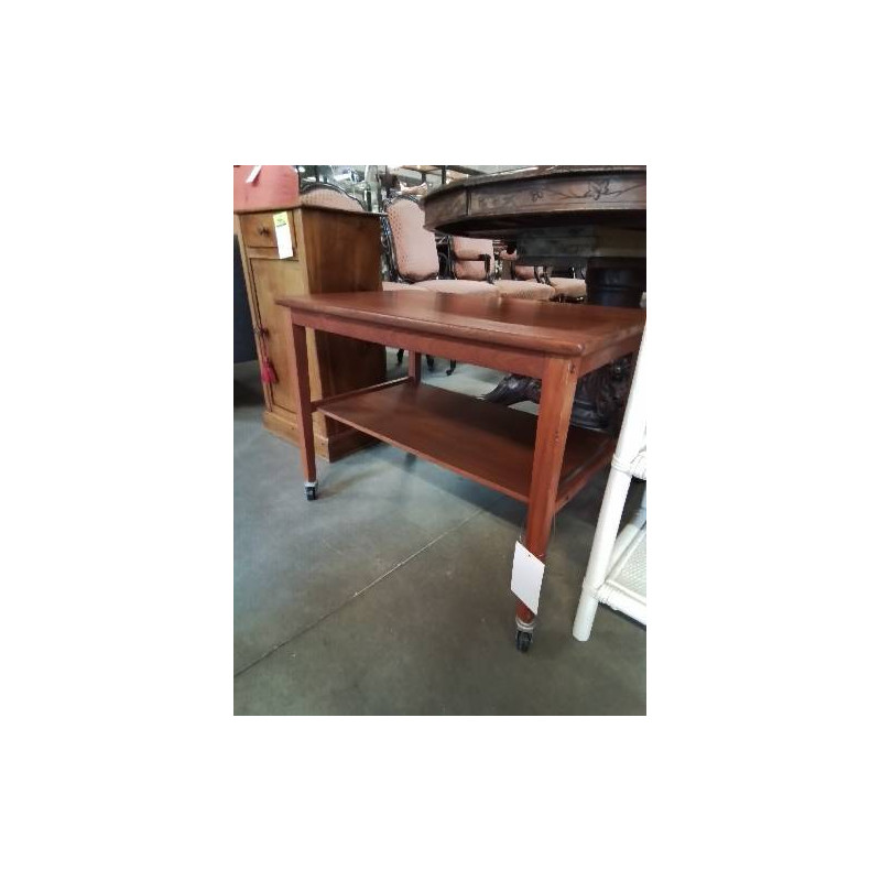 CONSOLE RECTANGULAIRE A ROULETTES 2 NIVEAUX TECK 