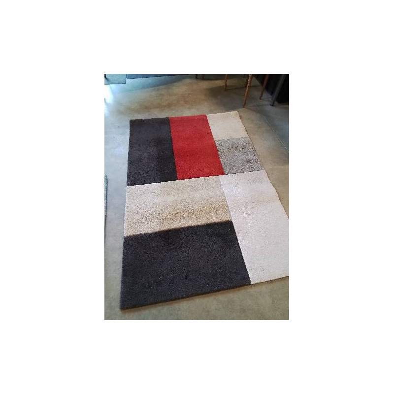 TAPIS BEIGE NOIR ECRU ROUGE ECRU NOIR PABLO 170X120CM