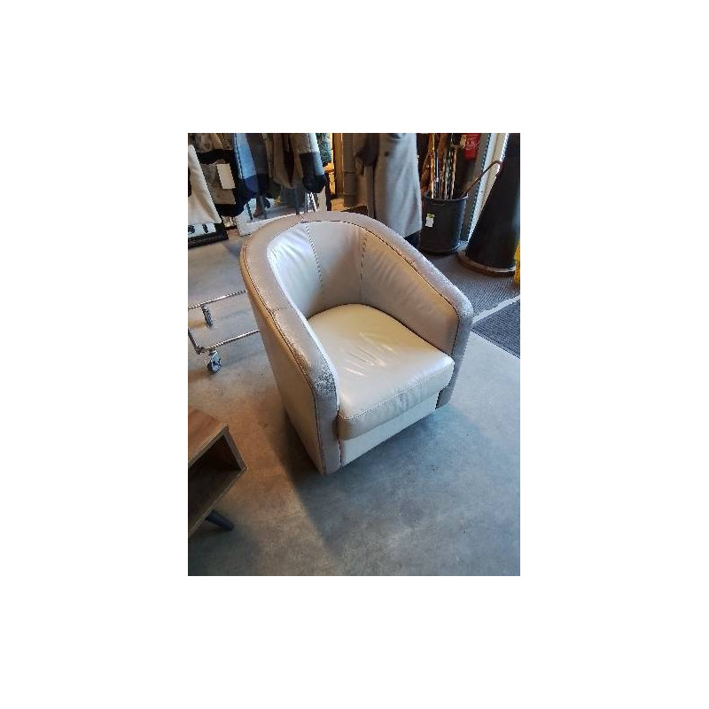 FAUTEUIL CLUB CUIR TAUPE ET BEIGE