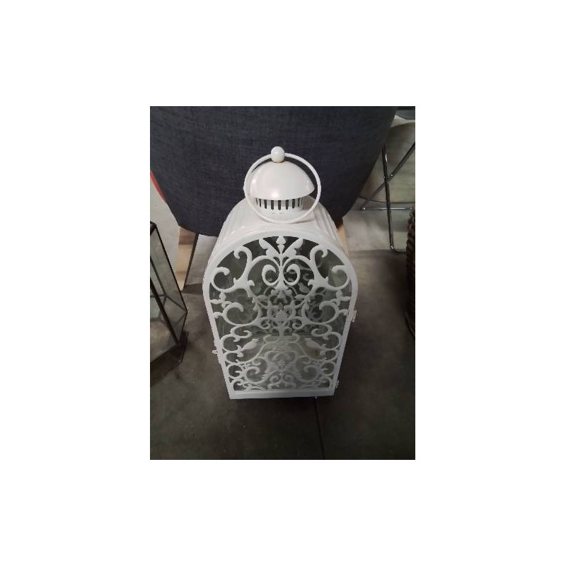 LANTERNE CINTRÉ MÉTAL BLANC ET VERRE