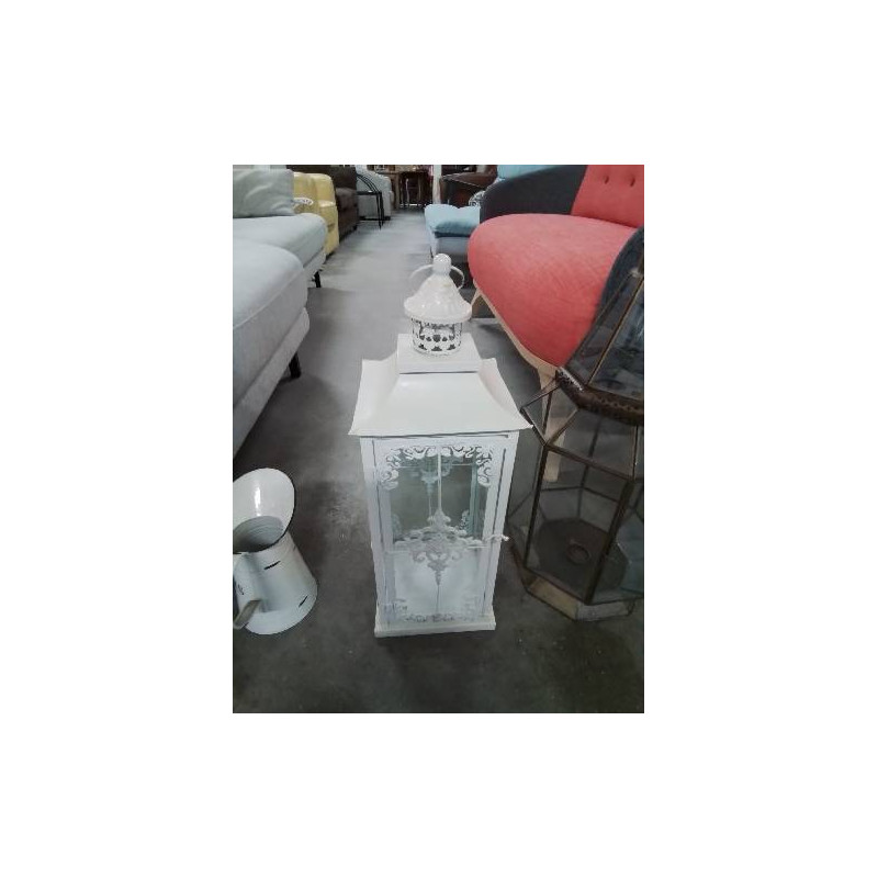 LANTERNE MÉTAL BLANC ET VERRE