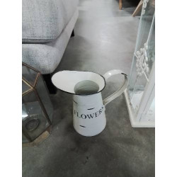 CRUCHE MÉTAL BLANC FLOWERS