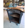 BAR DEMI LUNE FER FORGÉ PLATEAU BOIS STYLE INDUSTRIEL 