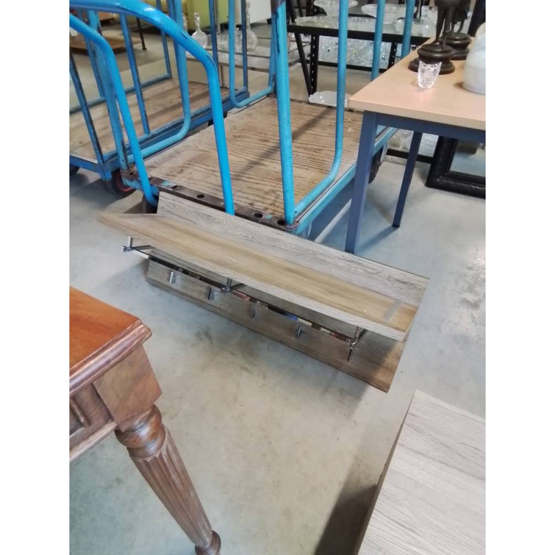 PORTE MANTEAU MURAL BOIS EG MÉTAL CHROMÉ 5 PATÈRES 