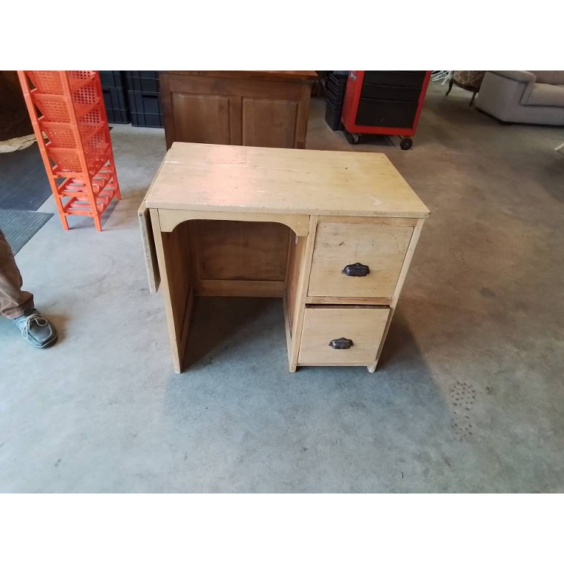 BUREAU BOIS NATUREL A TABLETTE 2 TIROIRS ANNEE 40 