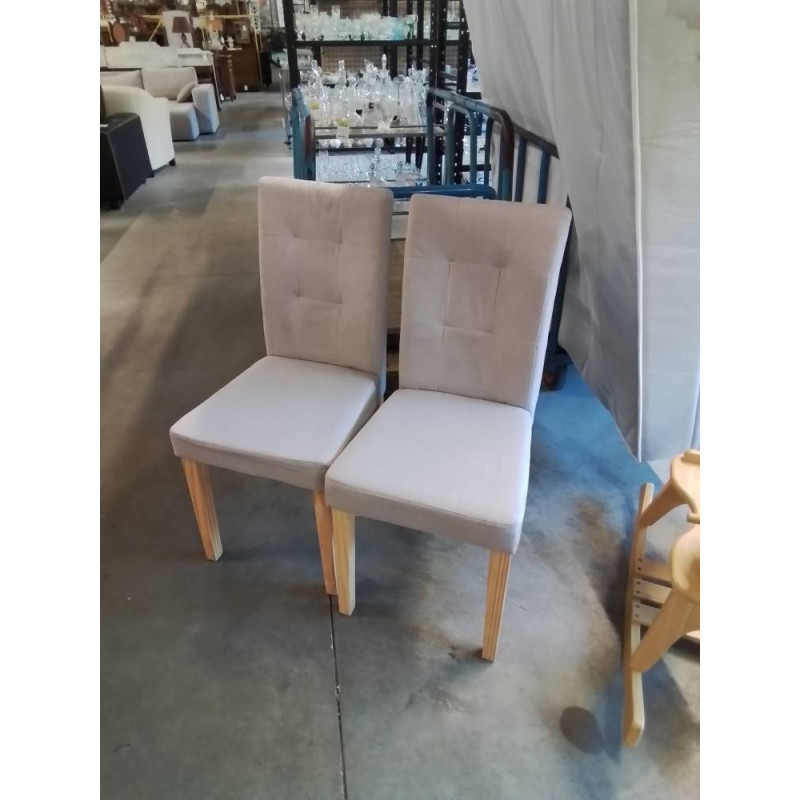 PAIRE DE CHAISES PIÈTEMENT BOIS CLAIR ASSISE TISSU TAUPE