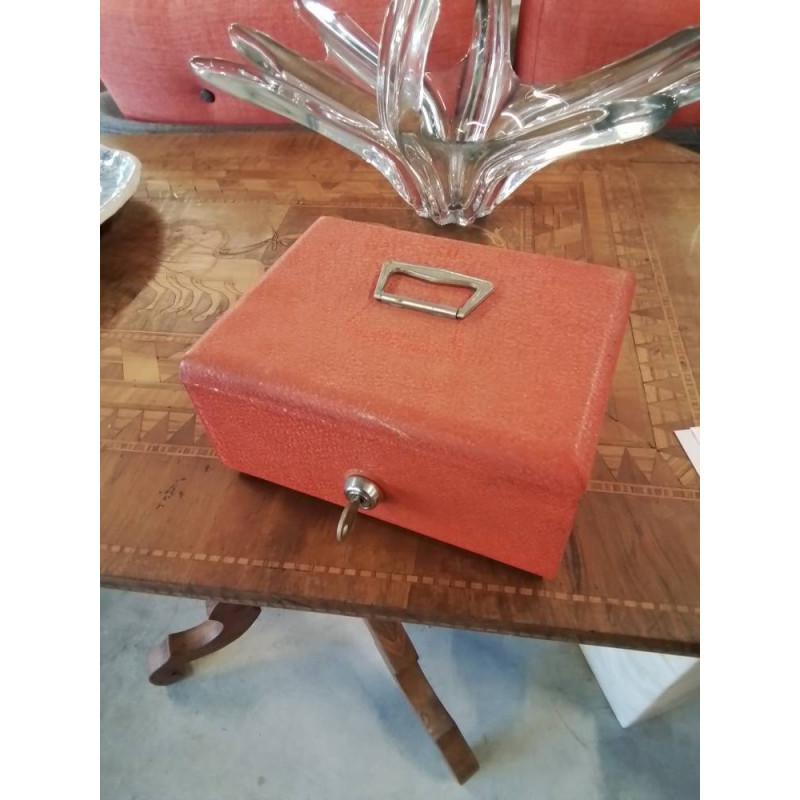 COFFRET MÉTALLIQUE ORANGE ANNÉES 50