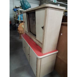 BUFFET FORMICA  2 CORPS VITRE ANNÉES 60 7 PORTES 2 TIROIRS 