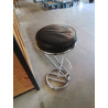TABOURET DE BAR PIÈTEMENT MÉTAL CHROMÉ ASSISE PU NOIR